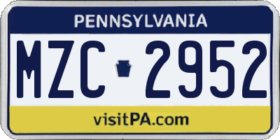 PA license plate MZC2952