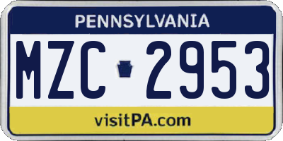 PA license plate MZC2953
