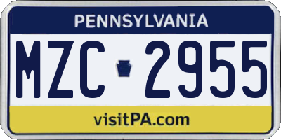 PA license plate MZC2955