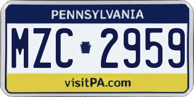 PA license plate MZC2959