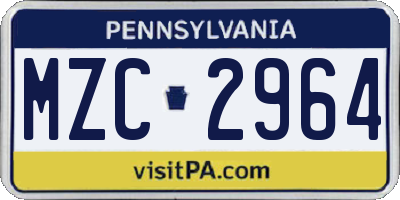 PA license plate MZC2964