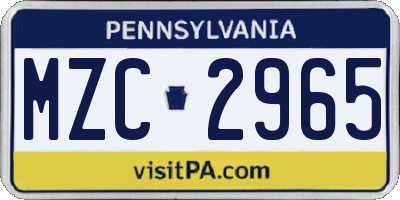 PA license plate MZC2965