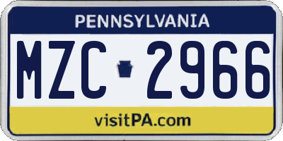 PA license plate MZC2966