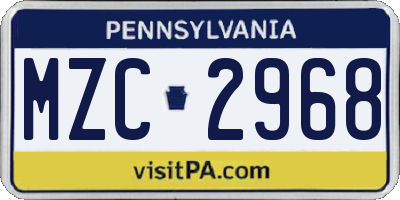 PA license plate MZC2968