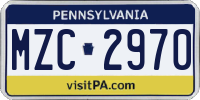 PA license plate MZC2970
