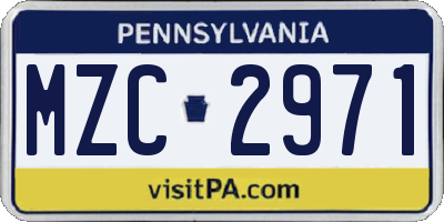 PA license plate MZC2971