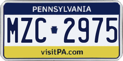 PA license plate MZC2975