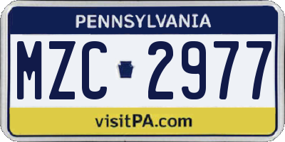 PA license plate MZC2977