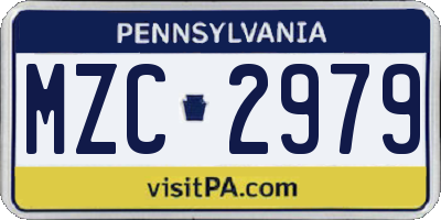 PA license plate MZC2979