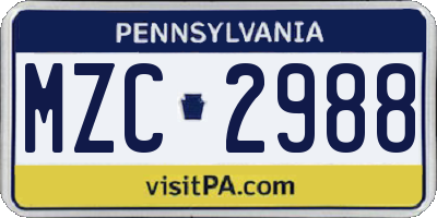 PA license plate MZC2988