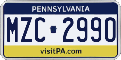 PA license plate MZC2990