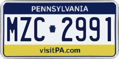 PA license plate MZC2991