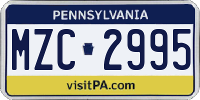 PA license plate MZC2995