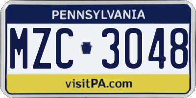 PA license plate MZC3048