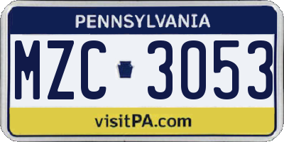 PA license plate MZC3053