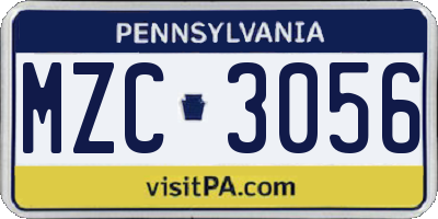 PA license plate MZC3056