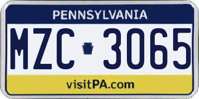 PA license plate MZC3065