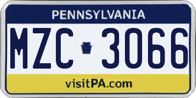 PA license plate MZC3066