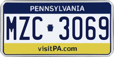 PA license plate MZC3069