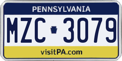 PA license plate MZC3079