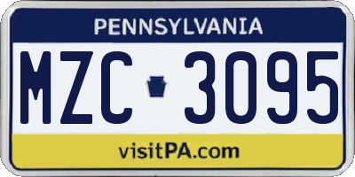 PA license plate MZC3095