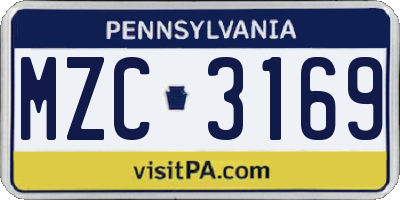 PA license plate MZC3169