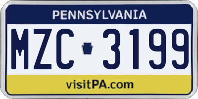 PA license plate MZC3199
