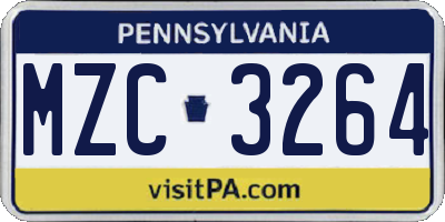 PA license plate MZC3264