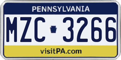 PA license plate MZC3266