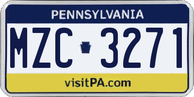 PA license plate MZC3271