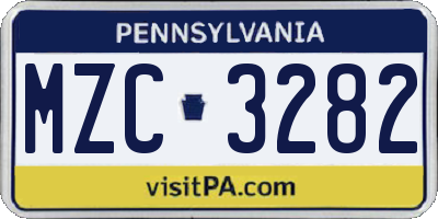 PA license plate MZC3282