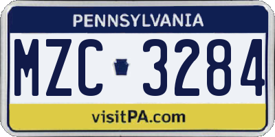 PA license plate MZC3284