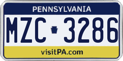 PA license plate MZC3286