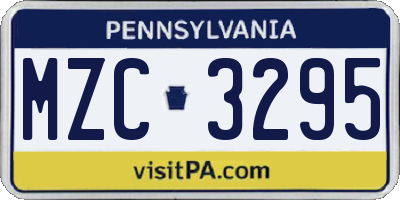 PA license plate MZC3295