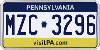 PA license plate MZC3296