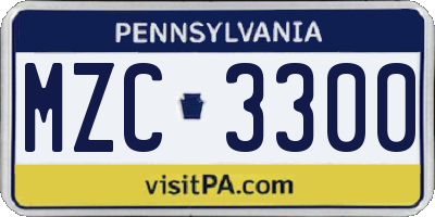 PA license plate MZC3300