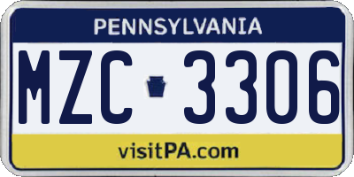 PA license plate MZC3306