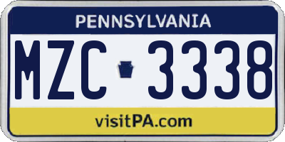 PA license plate MZC3338
