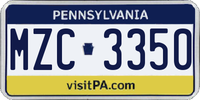 PA license plate MZC3350