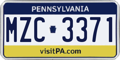 PA license plate MZC3371