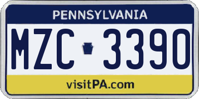 PA license plate MZC3390
