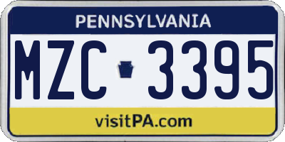 PA license plate MZC3395