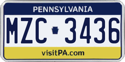 PA license plate MZC3436