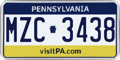 PA license plate MZC3438