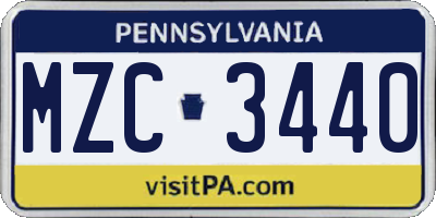 PA license plate MZC3440