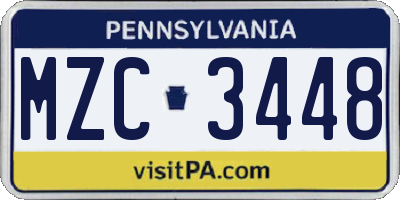 PA license plate MZC3448