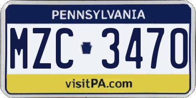 PA license plate MZC3470
