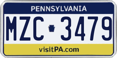 PA license plate MZC3479