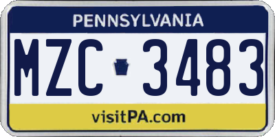 PA license plate MZC3483