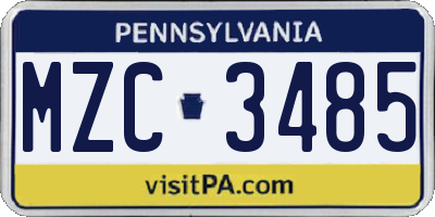 PA license plate MZC3485